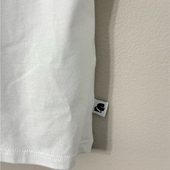 Karl Lagerfeld White T-Shirt with Gold Sequined Logo - Picture 5 of 10